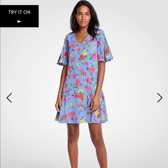Ann Taylor floral flounce shift dress - Picture 2 of 6